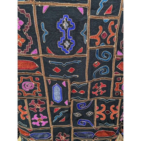Chicos Design Vintage Patchwork Jacket 3 Womens US XL Black Embroidered Artsy - Picture 6 of 7